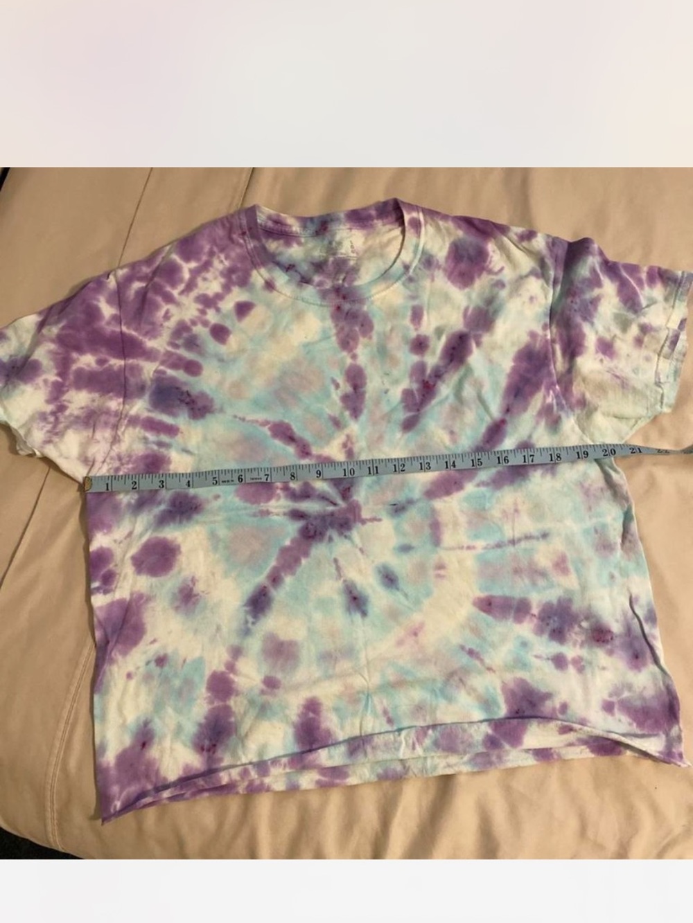 Fruit of the Loom Tie-Dye Short Sleeve Tee in Purple & Light Blue Sz L